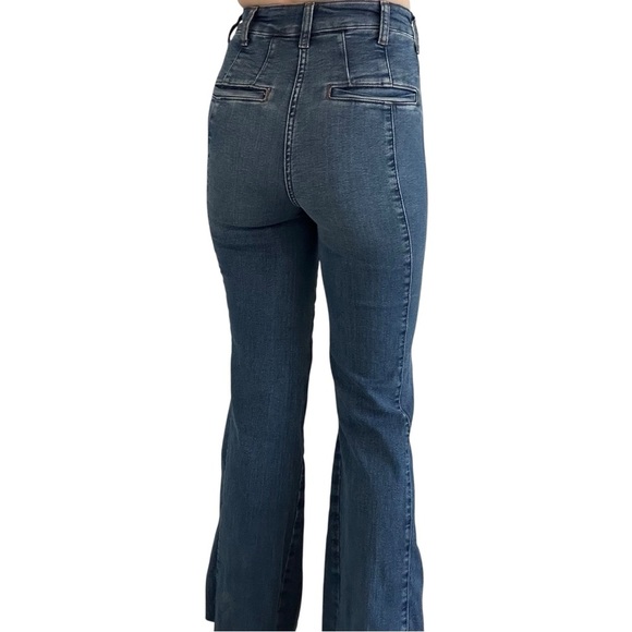 Anthropologie Pilcro Jeans Flare Leg Medium Blue Wide High Rise Size 25 Tall - Picture 2 of 7